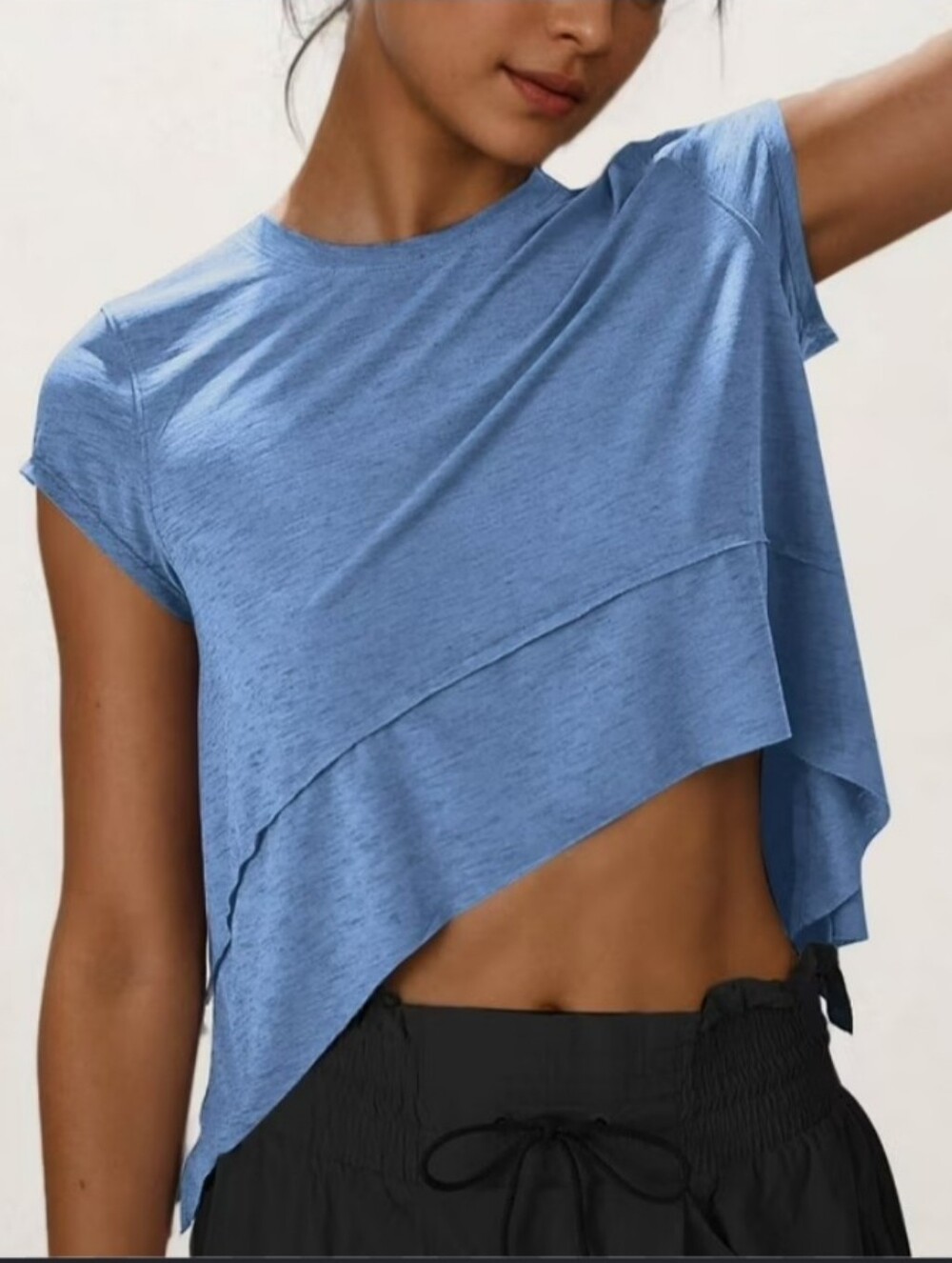 Free People Tempo UV Protection Short Sleeve Tee Blue Size Large